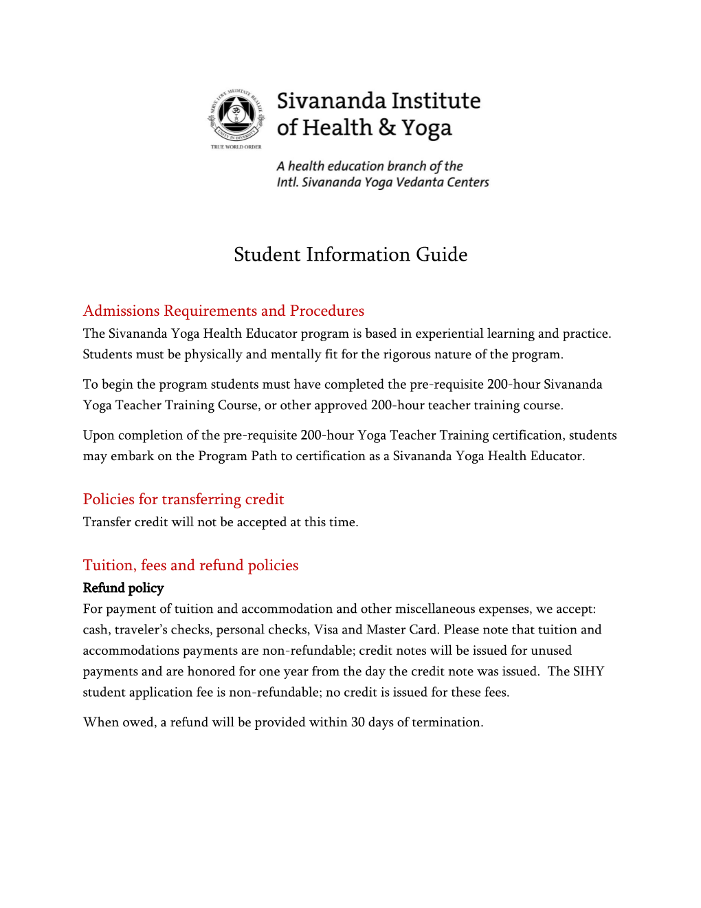 Student Information Guide