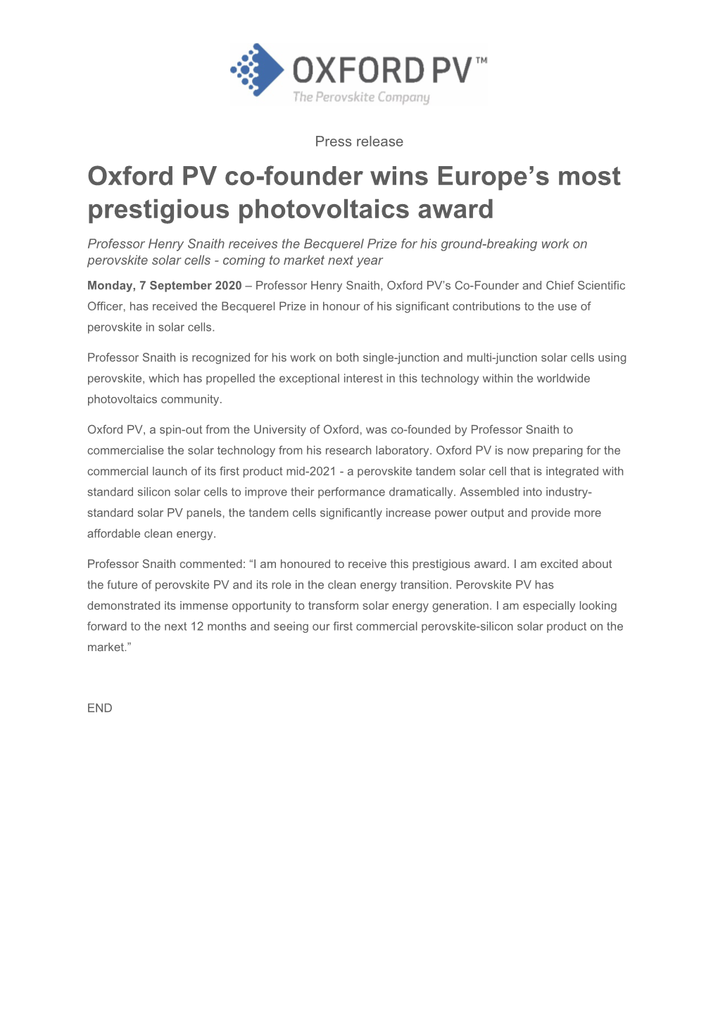 Oxford PV Press Release Henry Snaith Becquerel Prize Final 0.Pdf