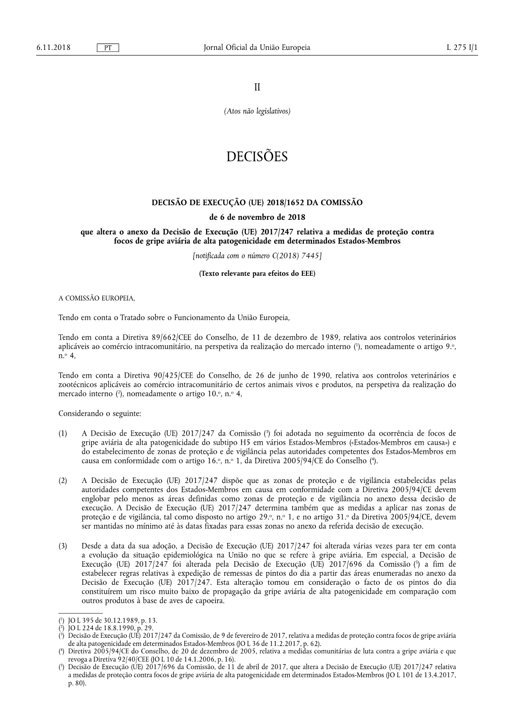 Decisão De Execução (Ue) 2018/ 1652 Da