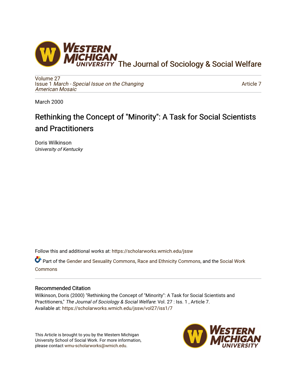 Rethinking the Concept of "Minority": a Task for Social Scientists and Practitioners