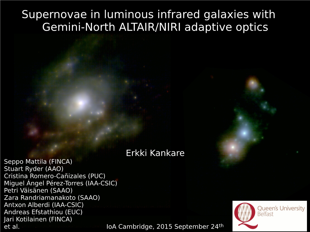 Supernovae in Luminous Infrared Galaxies with Gemini-North ALTAIR/NIRI Adaptive Optics