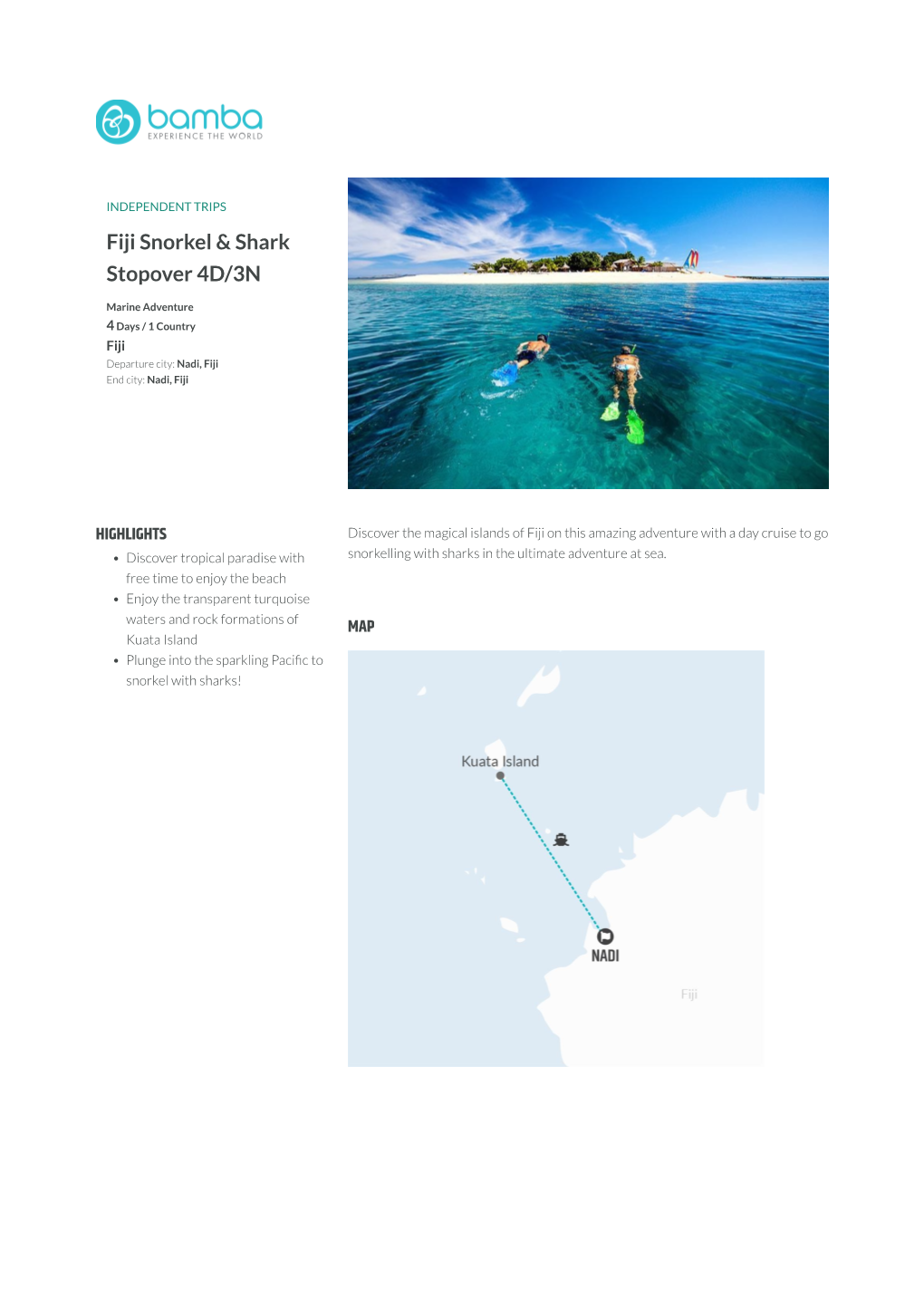 Fiji Snorkel & Shark Stopover 4D/3N