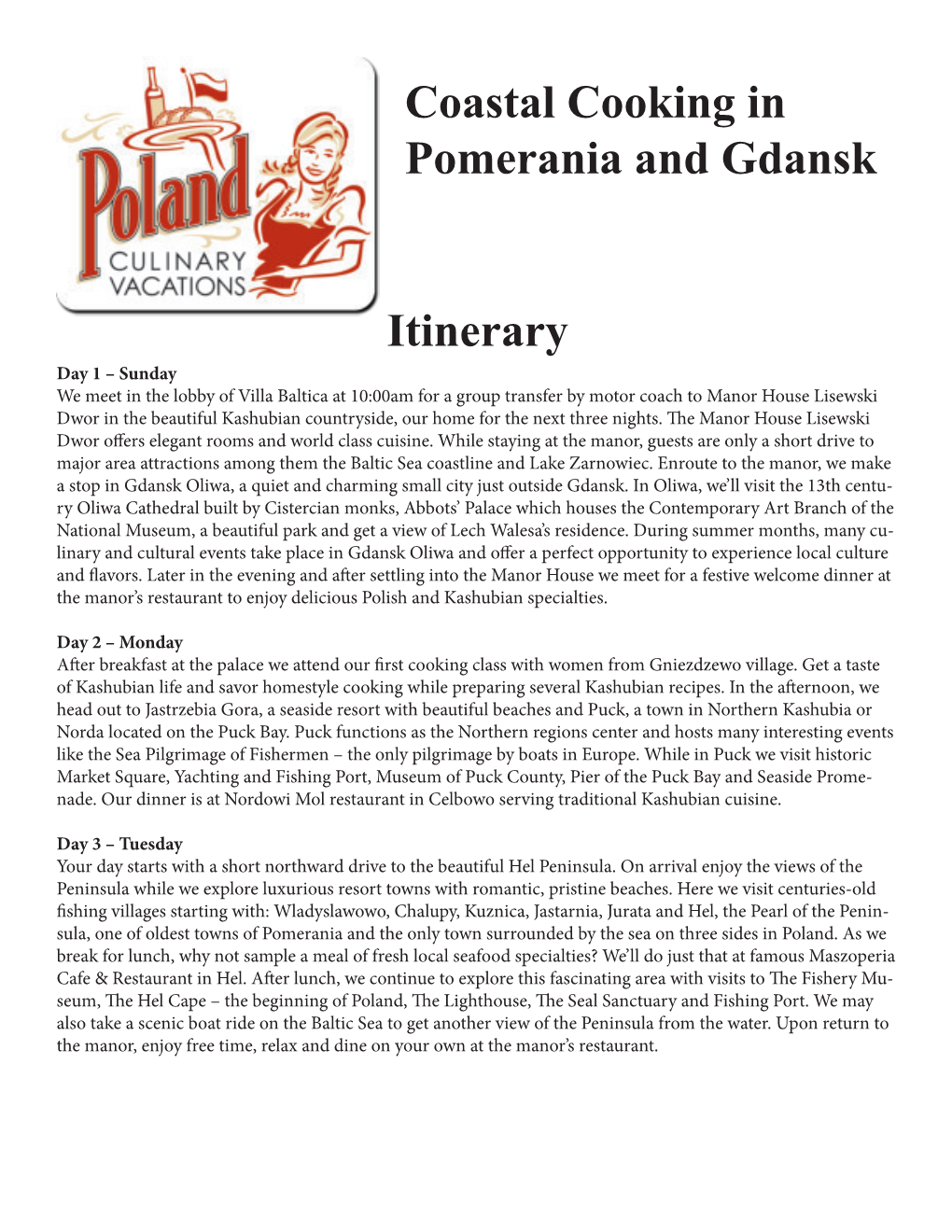 Coastal Cooking in Pomerania and Gdansk Itinerary