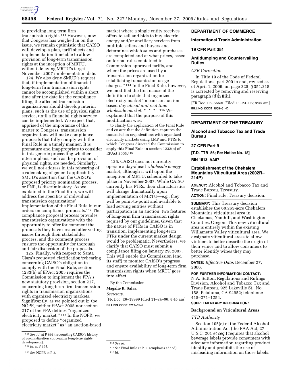 Federal Register/Vol. 71, No. 227/Monday, November 27, 2006