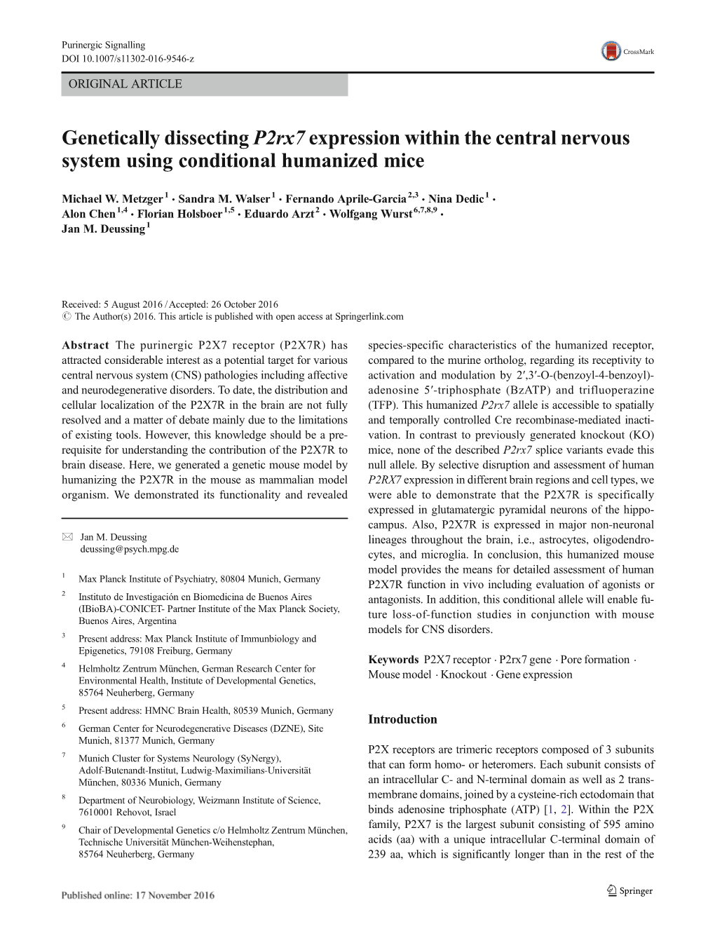 Genetically Dissecting P2rx7 Expression Within the Central Nervous System Using Conditional Humanized Mice
