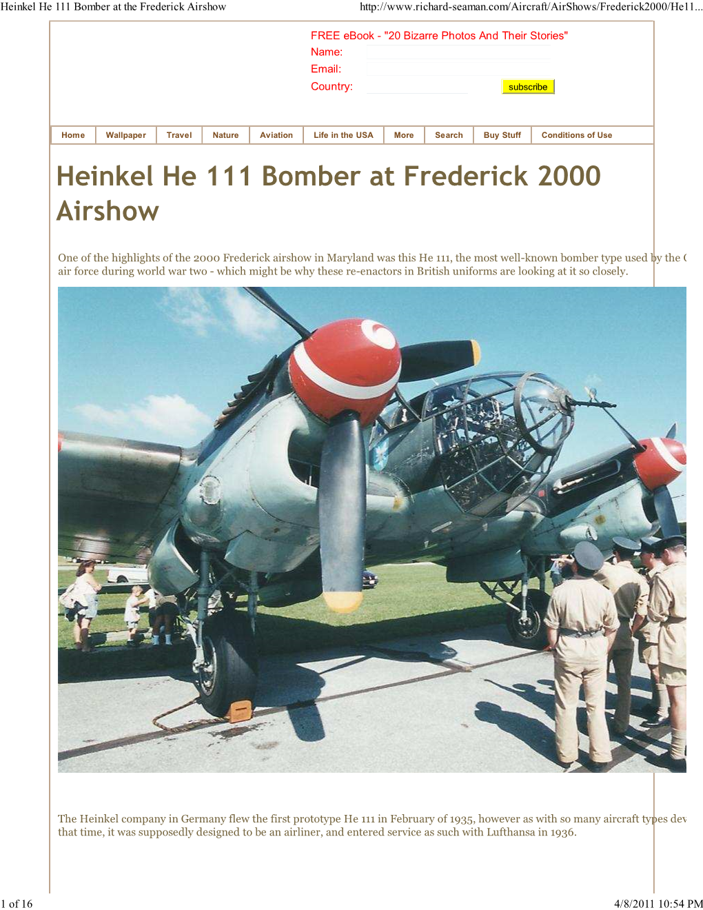 Heinkel He 111 Bomber at the Frederick Airshow