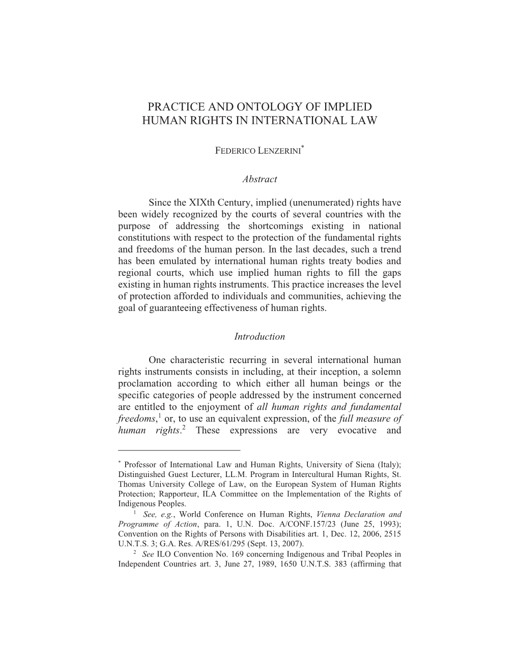 Practice and Ontology of Implied Human Rights in International Law