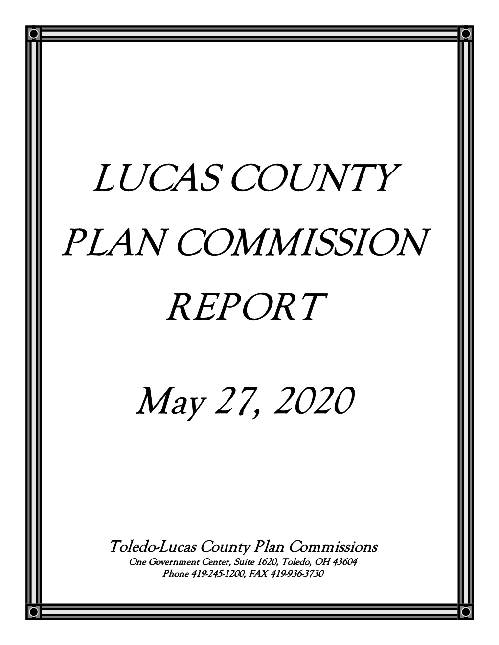 LUCAS COUNTY PLAN COMMISSION REPORT May 27