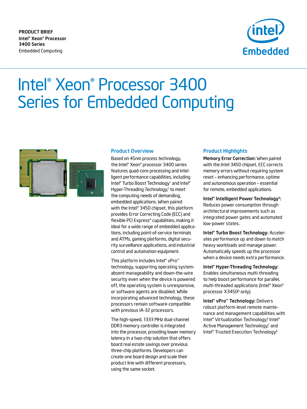 Intel® Xeon® Processor 3400 Series for Embedded Computing
