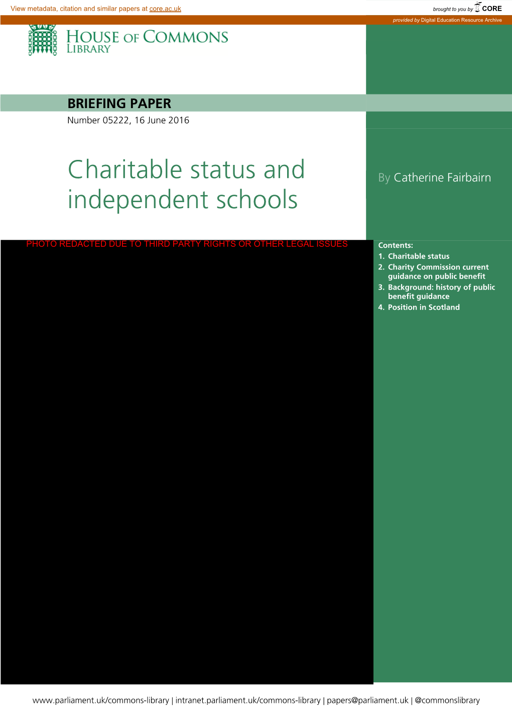 Charitable Status and Independent Schools