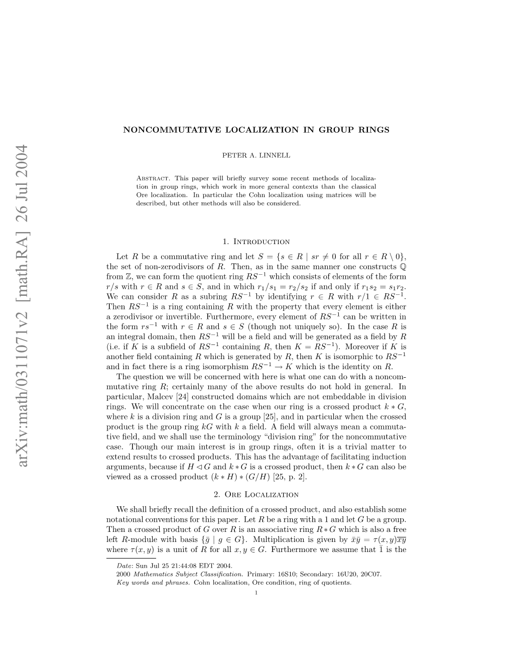 Noncommutative Localization in Group Rings 3