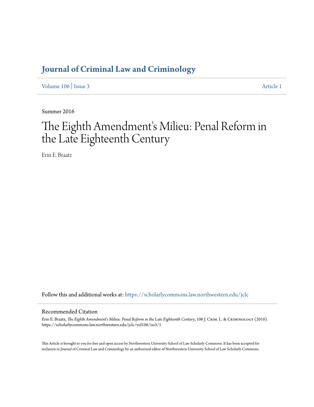 Penal Reform in the Late Eighteenth Century Erin E