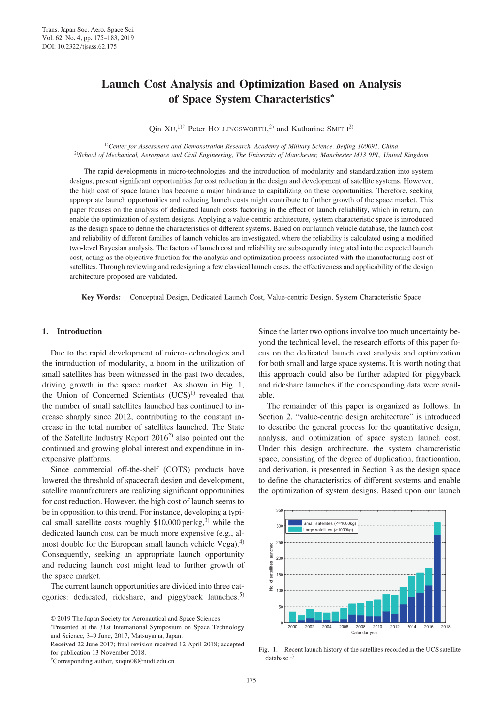 Launch Cost Analysis and Optimization Based on Analysis of Space System Characteristics*