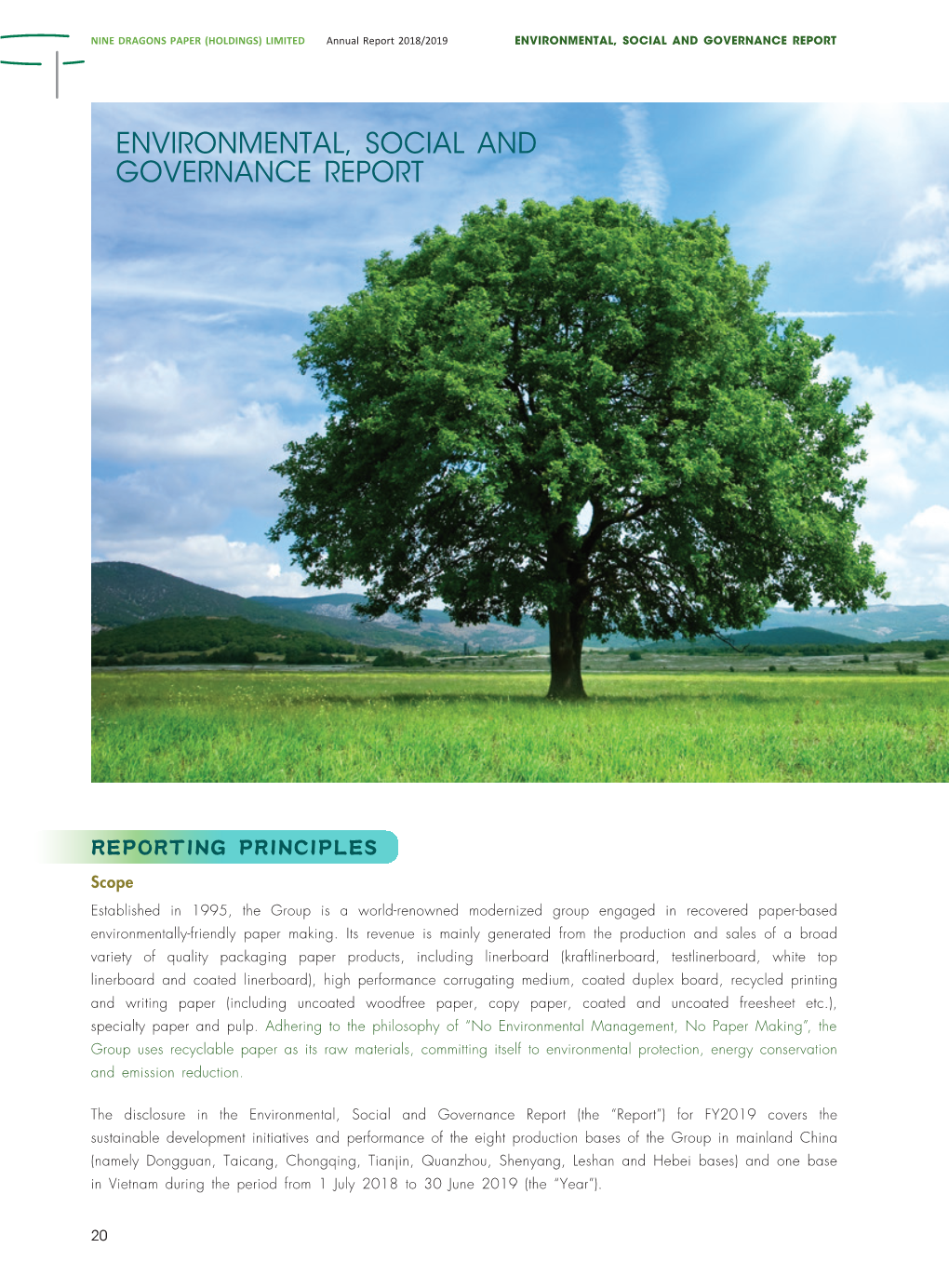 Environmental, Social and Governance Report