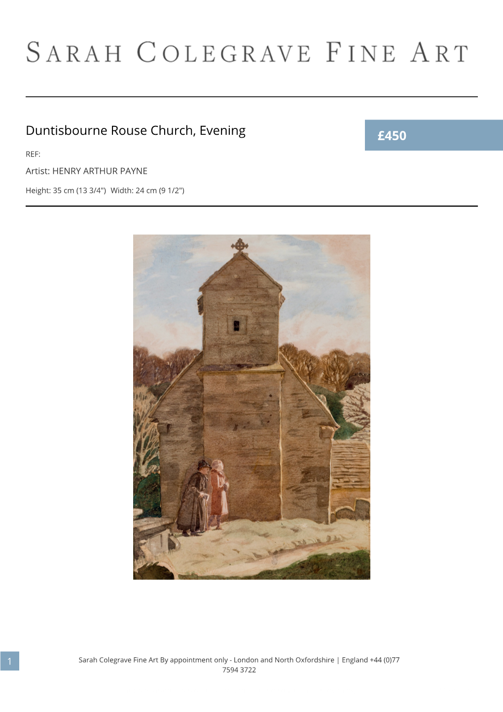 Duntisbourne Rouse Church, Evening £450 REF: Artist: HENRY ARTHUR PAYNE