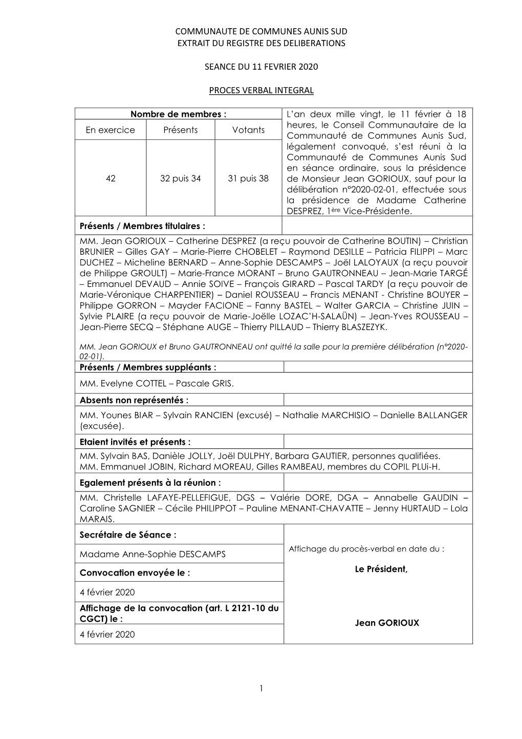 Communaute De Communes De Surgeres Extrait Du Registre Des Deliberations