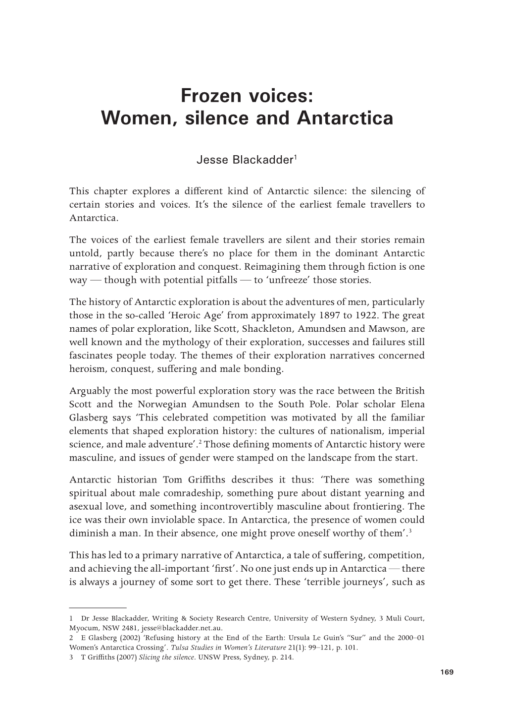 Frozen Voices: Women, Silence and Antarctica