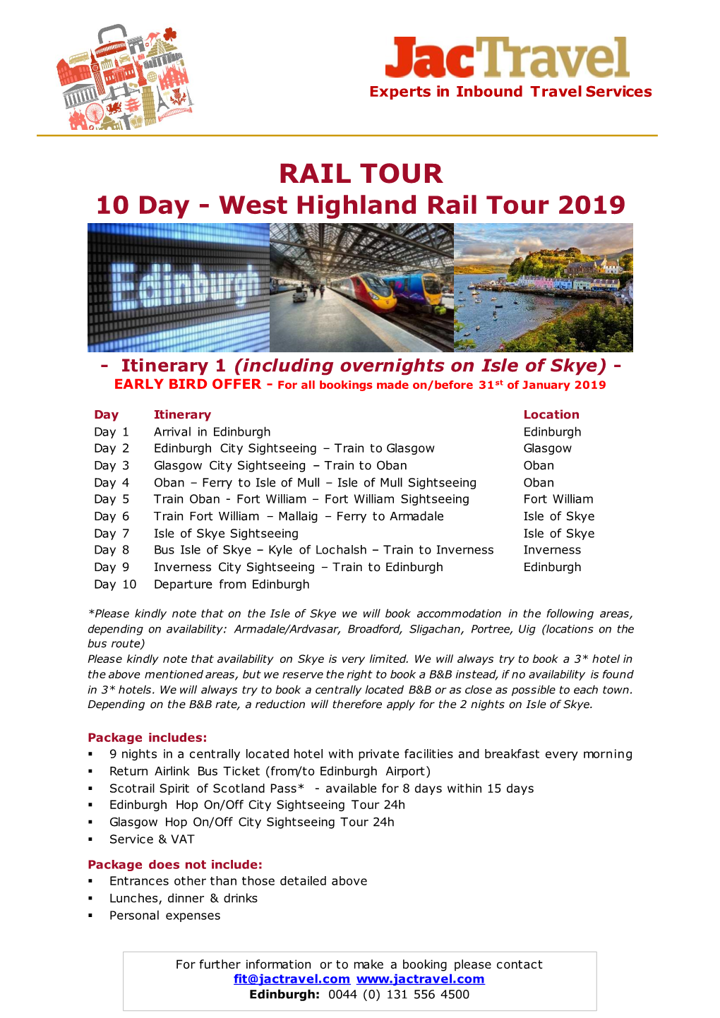 RAIL TOUR 10 Day - West Highland Rail Tour 2019