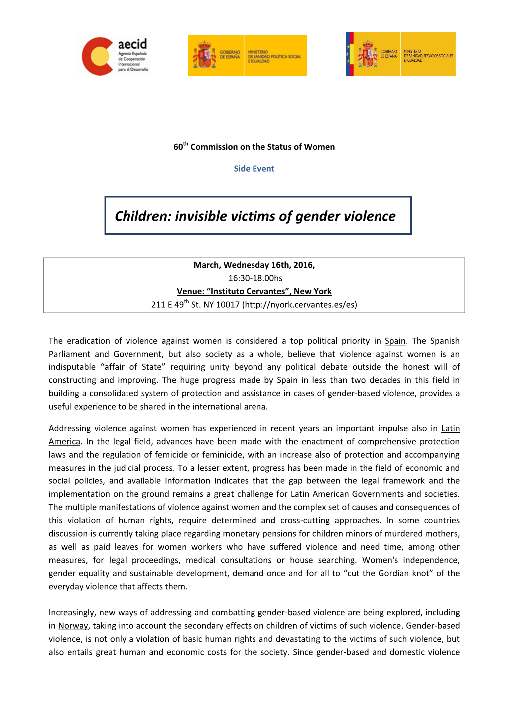 Children: Invisible Victims of Gender Violence