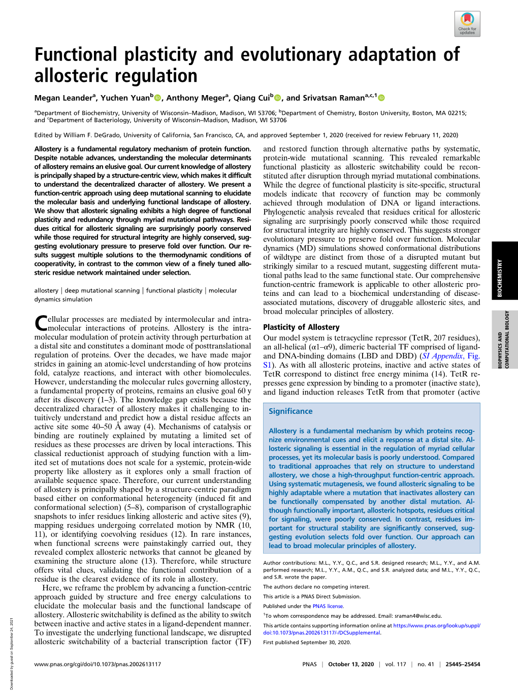 Functional Plasticity and Evolutionary Adaptation of Allosteric Regulation