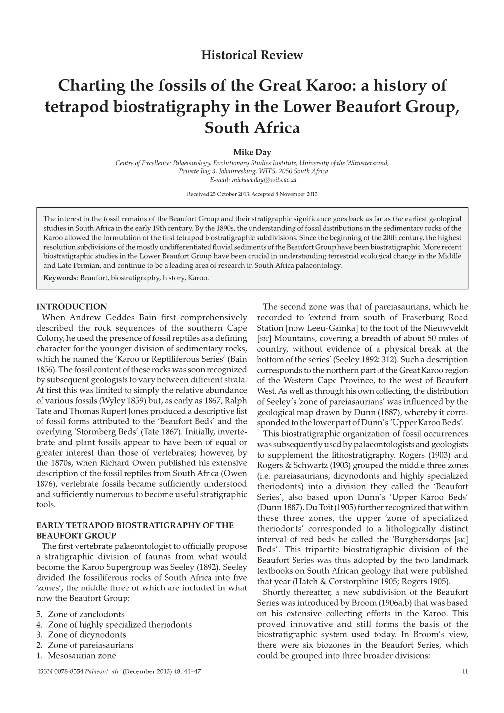 Charting the Fossils of the Great Karoo: a History of Tetrapod Biostratigraphy in the Lower Beaufort Group, South Africa