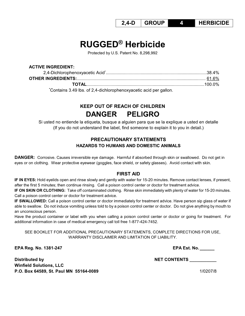 RUGGED® Herbicide Protected by U.S