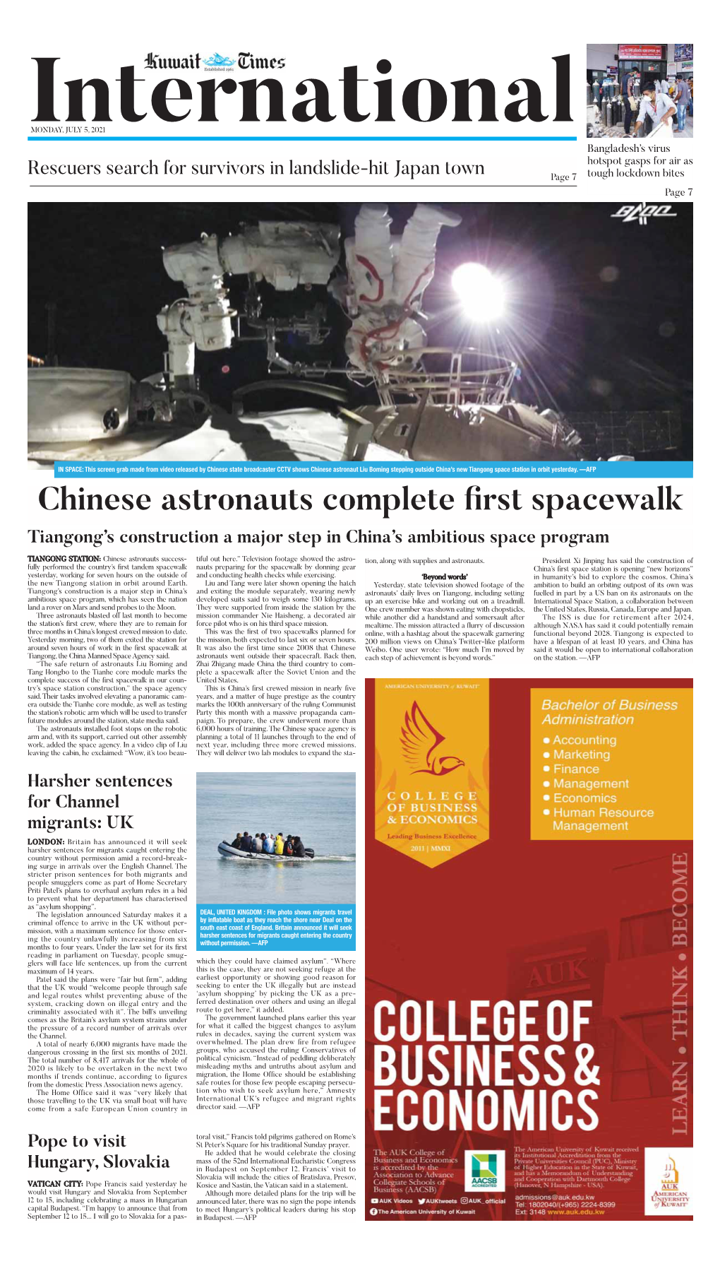 Chinese Astronauts Complete First Spacewalk Tiangong’S Construction a Major Step in China’S Ambitious Space Program