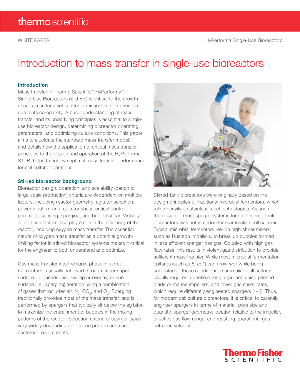 Introduction to Mass Transfer in Single-Use Bioreactors