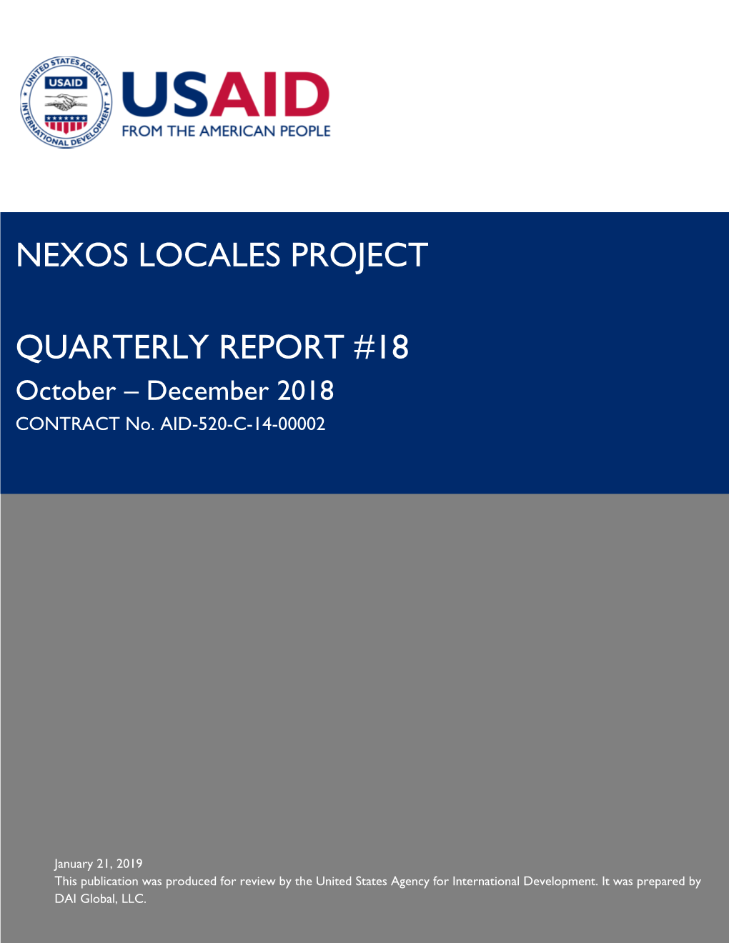 Nexos Locales Project Quarterly Report