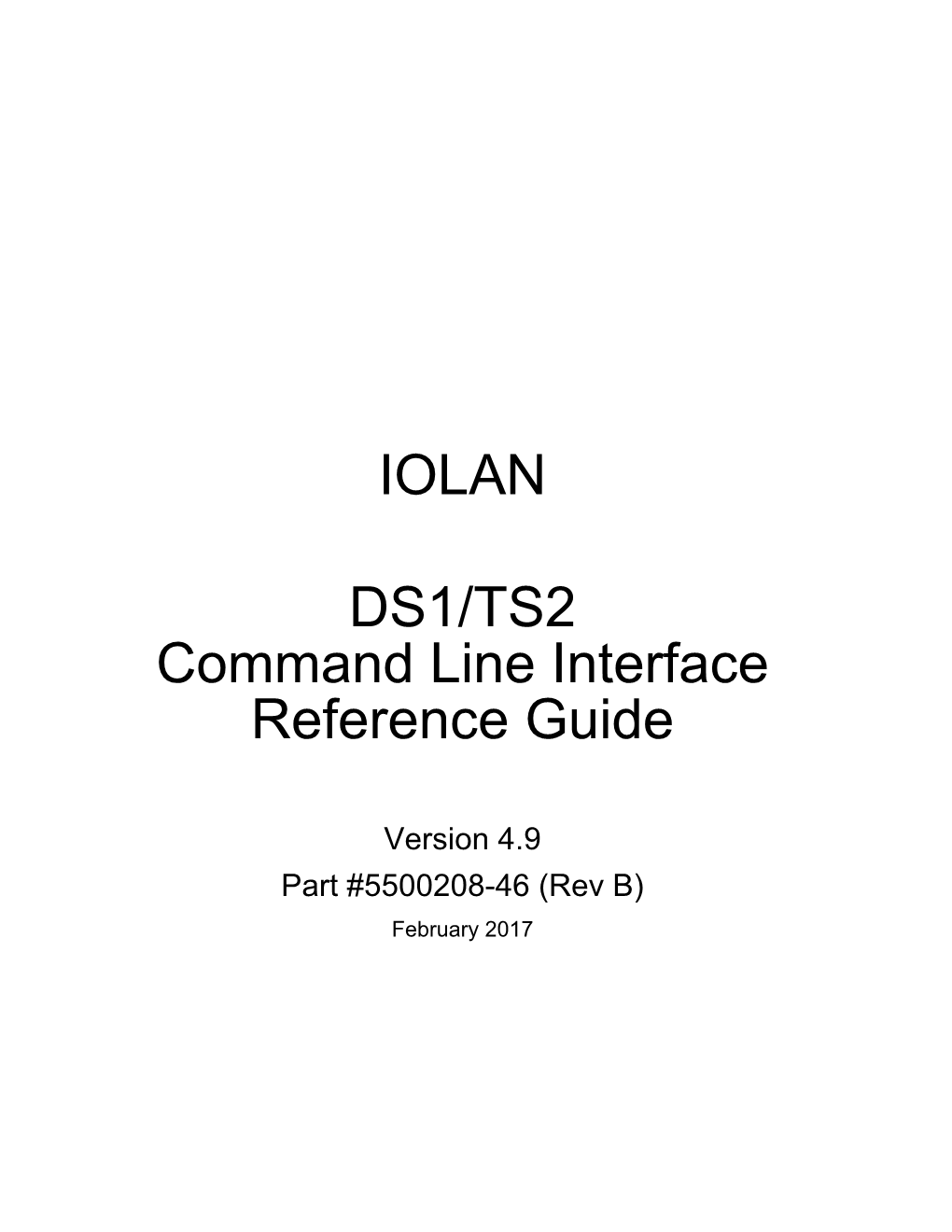 IOLAN DS1/TS2 Command Line Interface Reference Guide