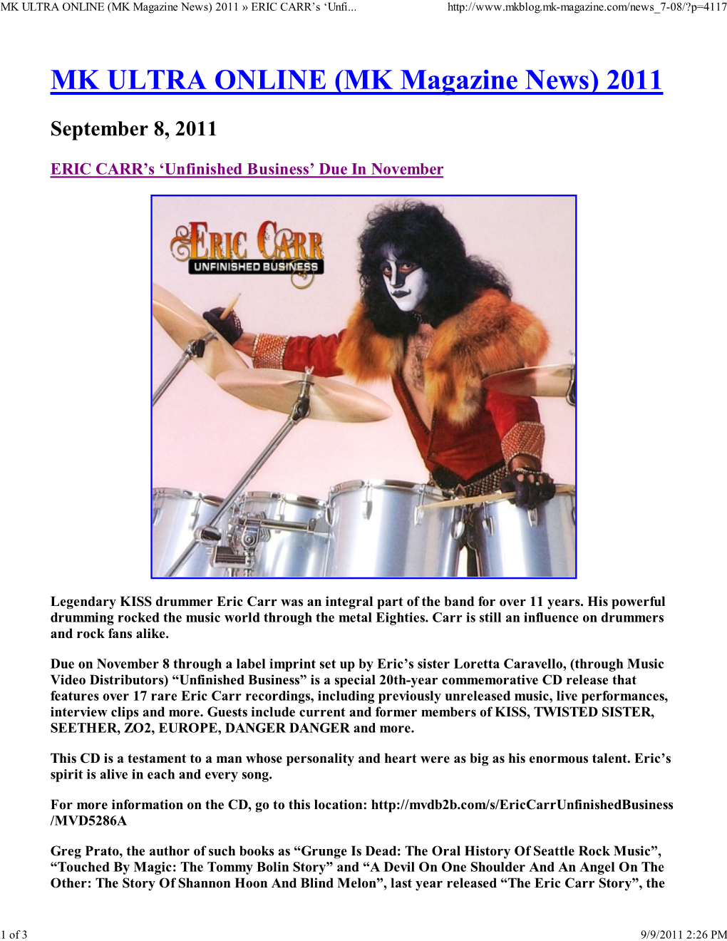 (MK ULTRA ONLINE \(MK Magazine News\) 2011 \273 ERIC CARR