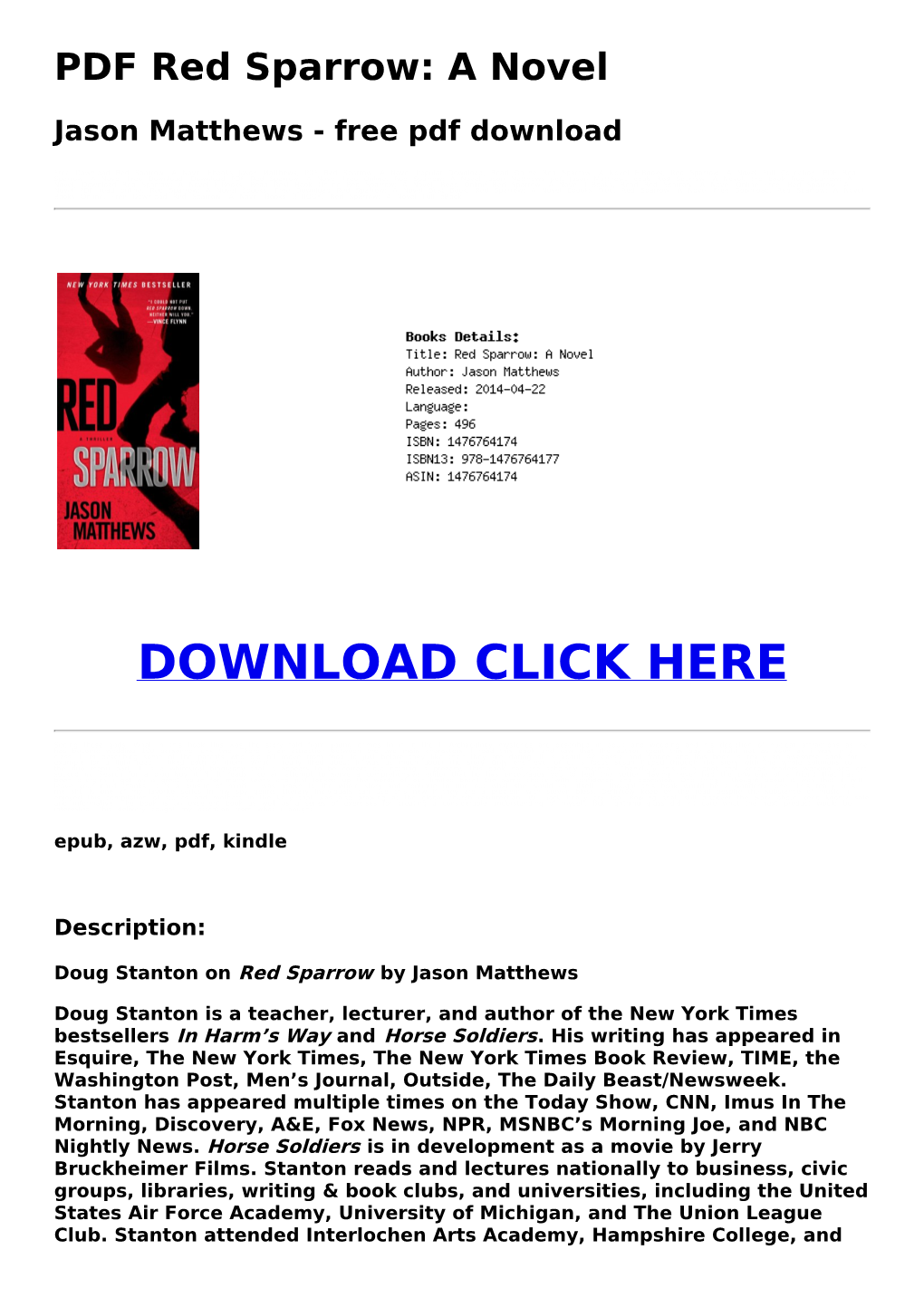 [58B6972] PDF Red Sparrow: a Novel Jason Matthews
