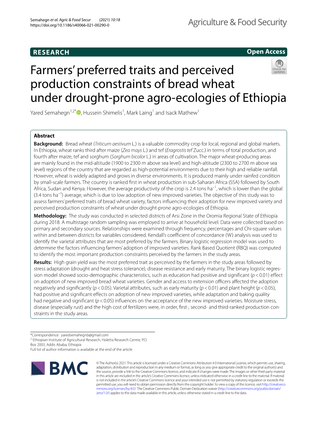 Farmers' Preferred Traits and Perceived Production Constraints Of