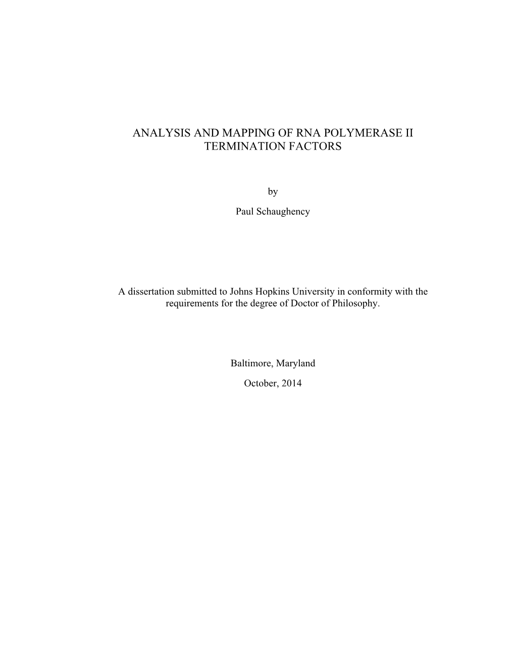 Analysis and Mapping of Rna Polymerase Ii Termination Factors