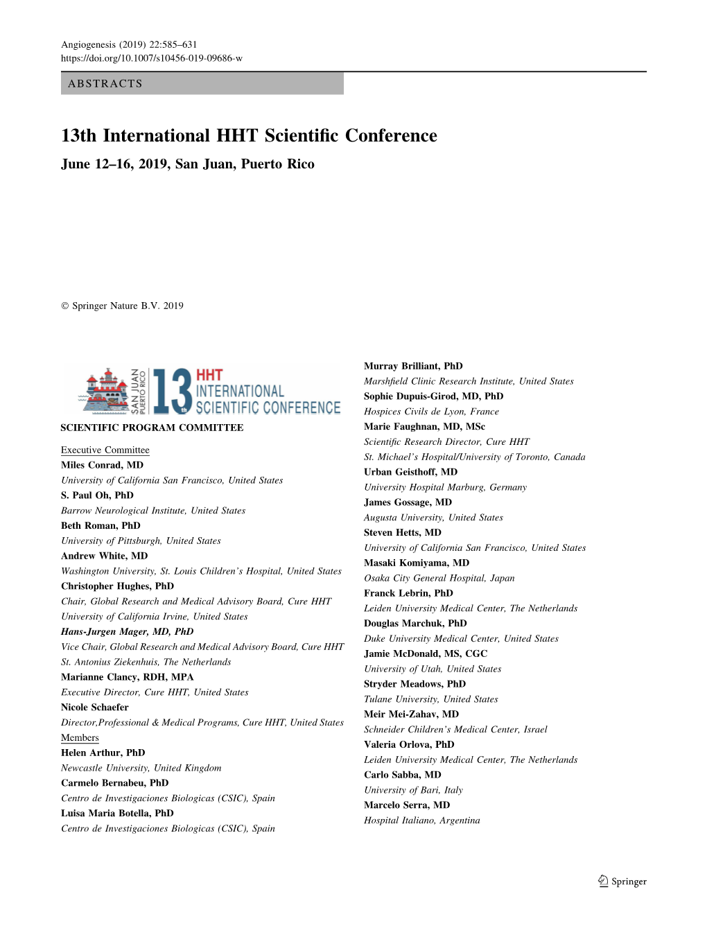 13Th HHT International HHT Scientific Conference