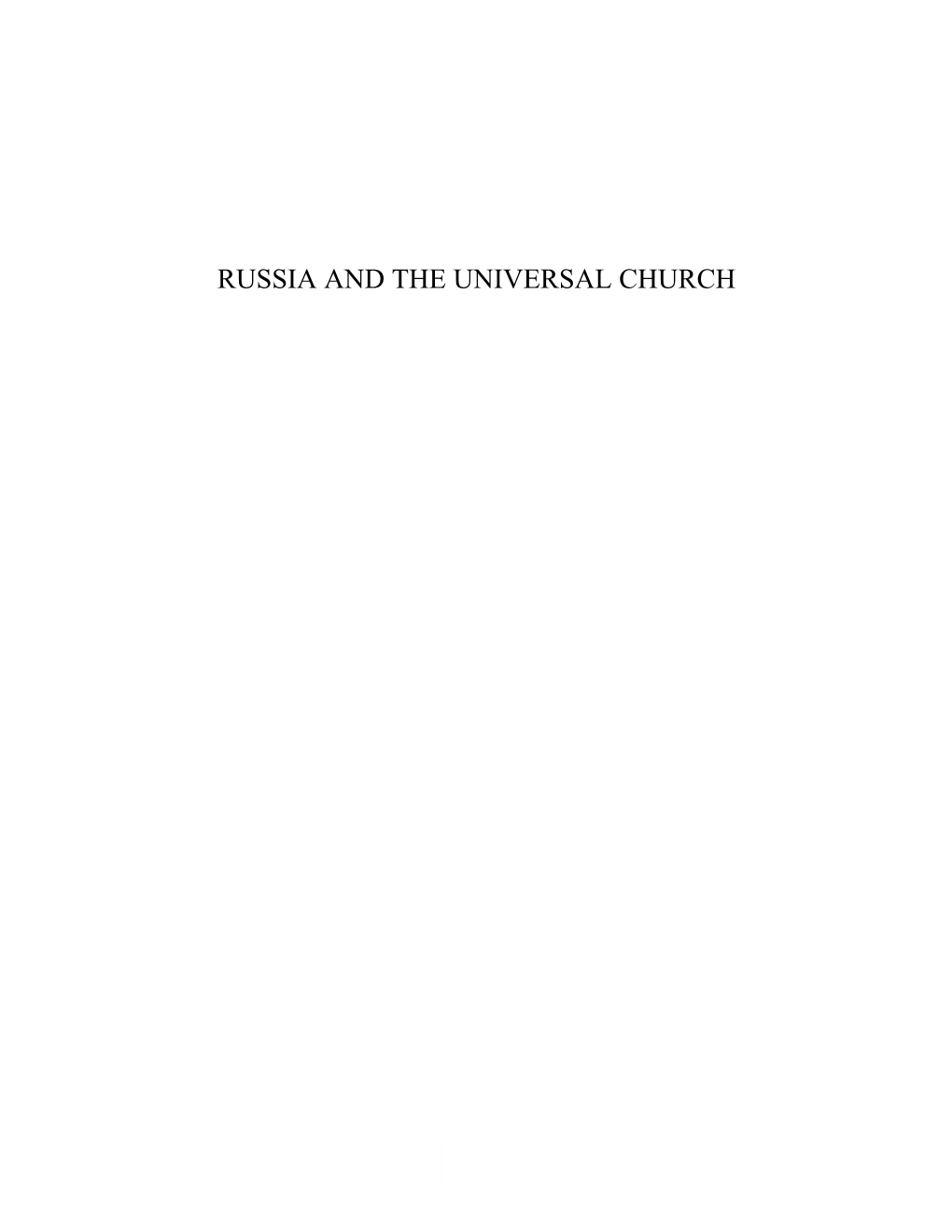 Russia and the Universal Church