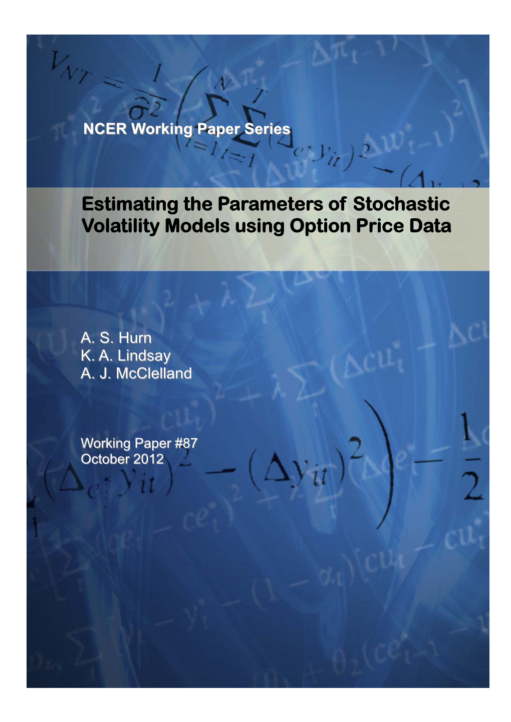 Estimating the Parameters of Stochastic Volatility Models Using Option Price Data