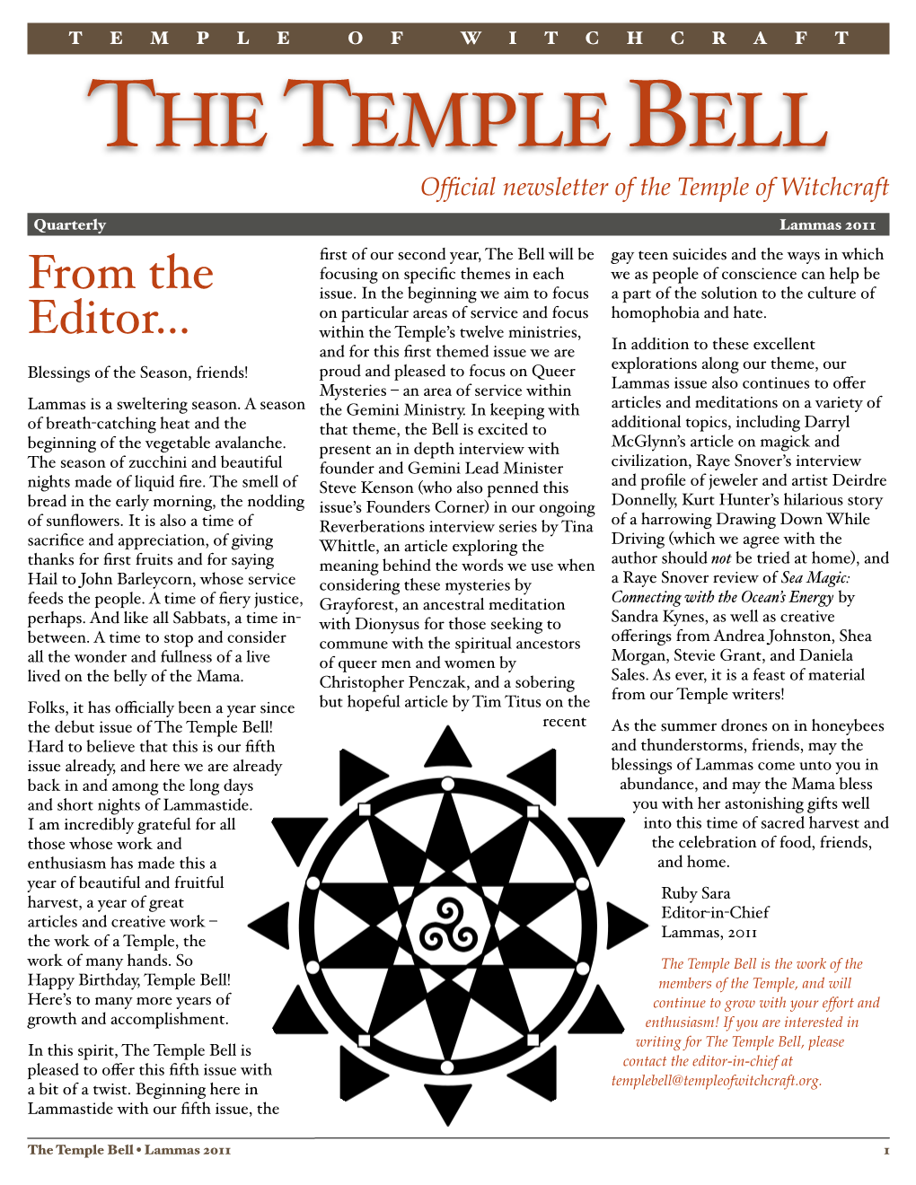 THE TEMPLE BELL Ofﬁcial Newsletter of the Temple of Witchcraft