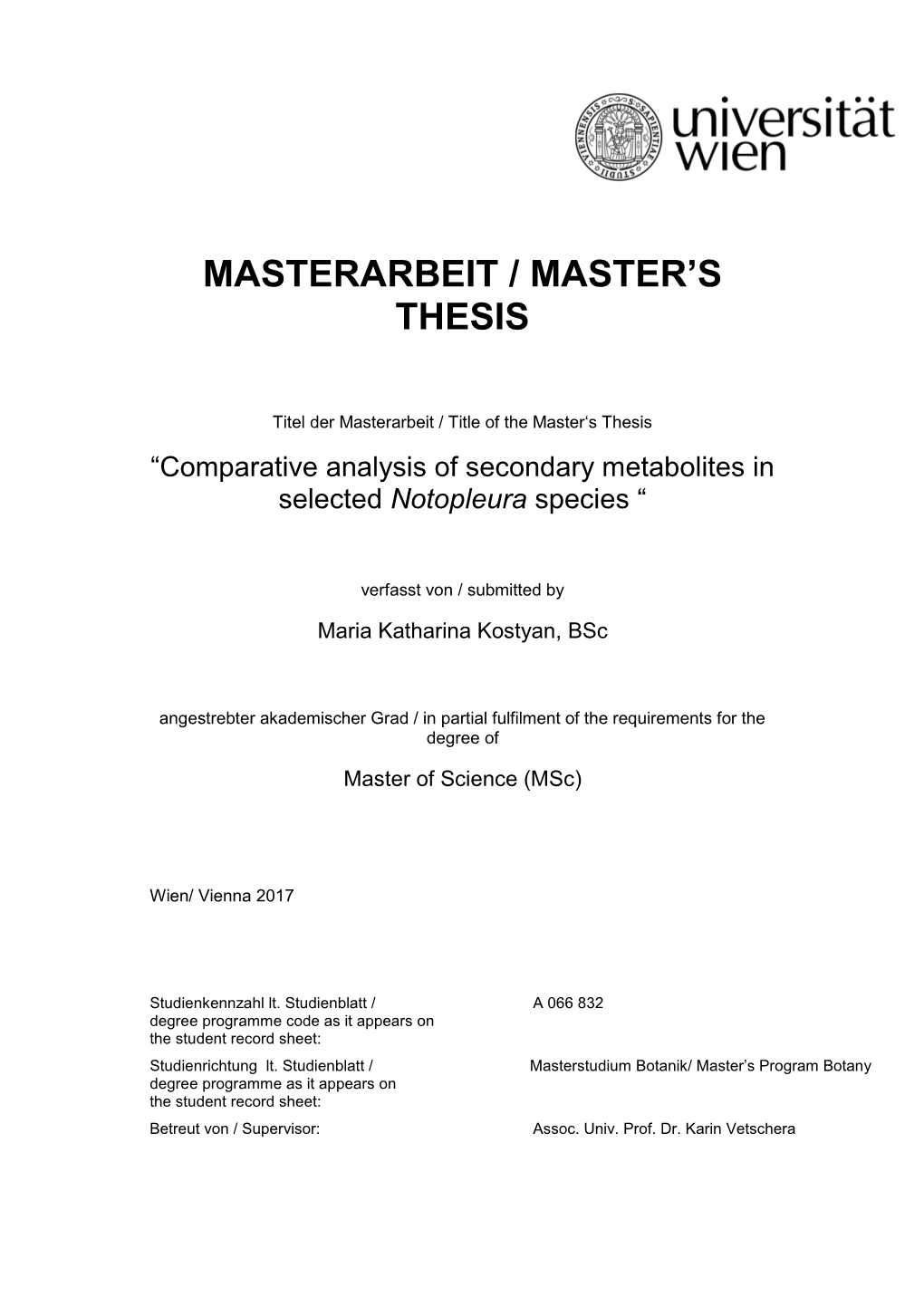 Masterarbeit / Master's Thesis