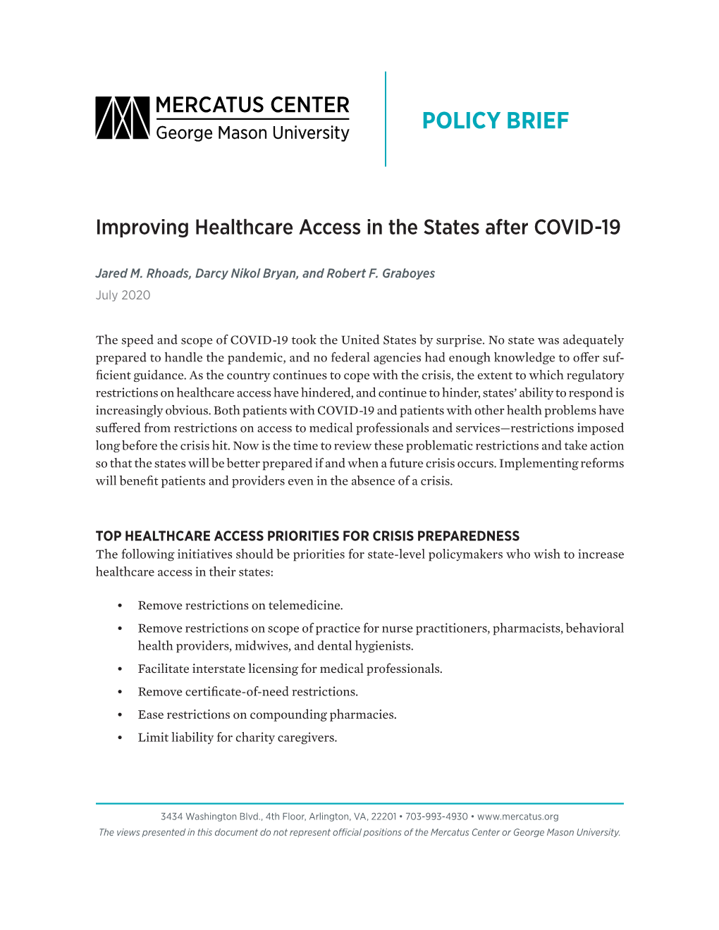 Improving Healthcare Access in the States After COVID-19