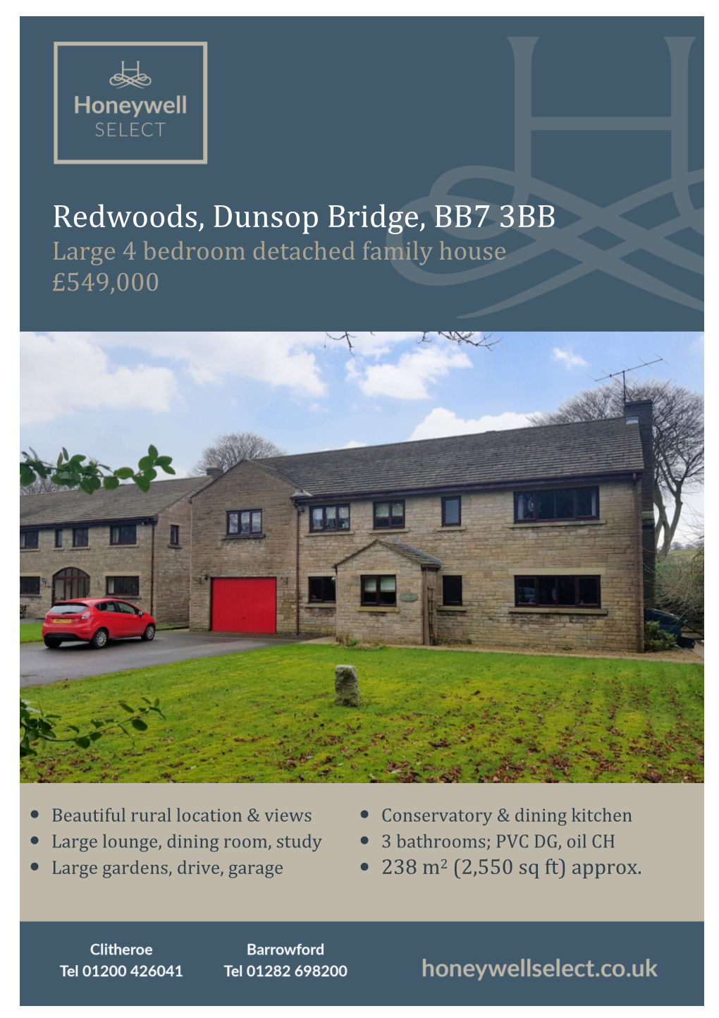 Redwoods, Dunsop Bridge, BB7 3BB Large 4 Bedroom Detached Family House £549,000