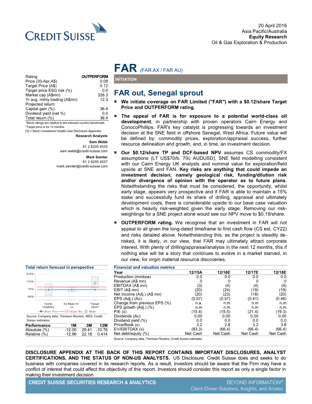 FAR Limited (FAR.AX) – FAR Out, Senegal Sprout