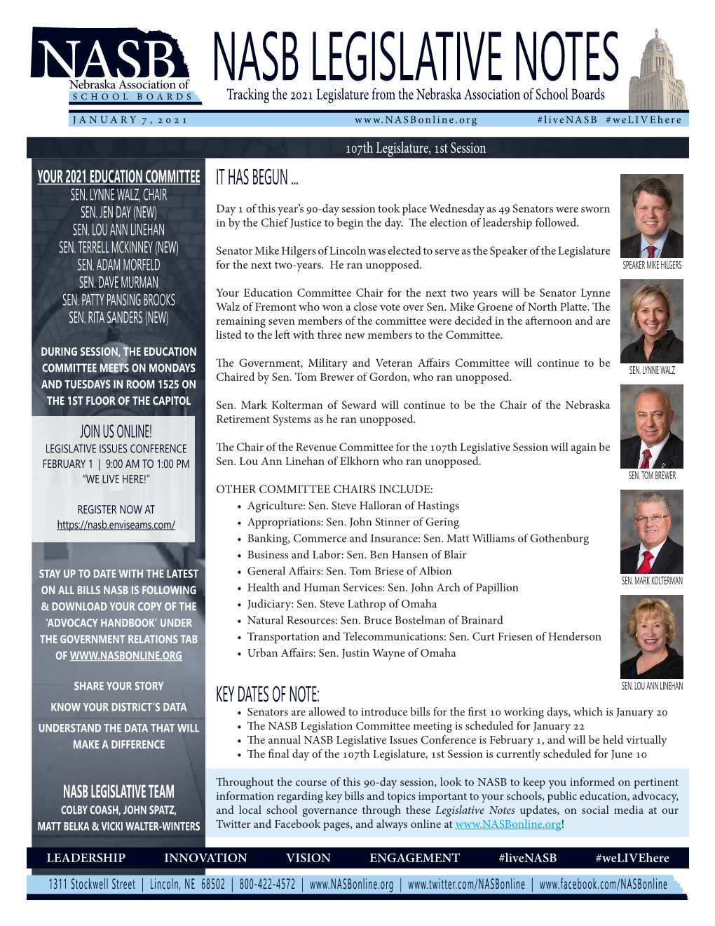 NASB LEGISLATIVE NOTES Tracking the 2021 Legislature from the Nebraska Association of School Boards