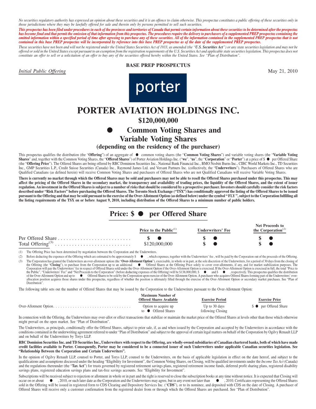 Porter Aviation Holdings Inc