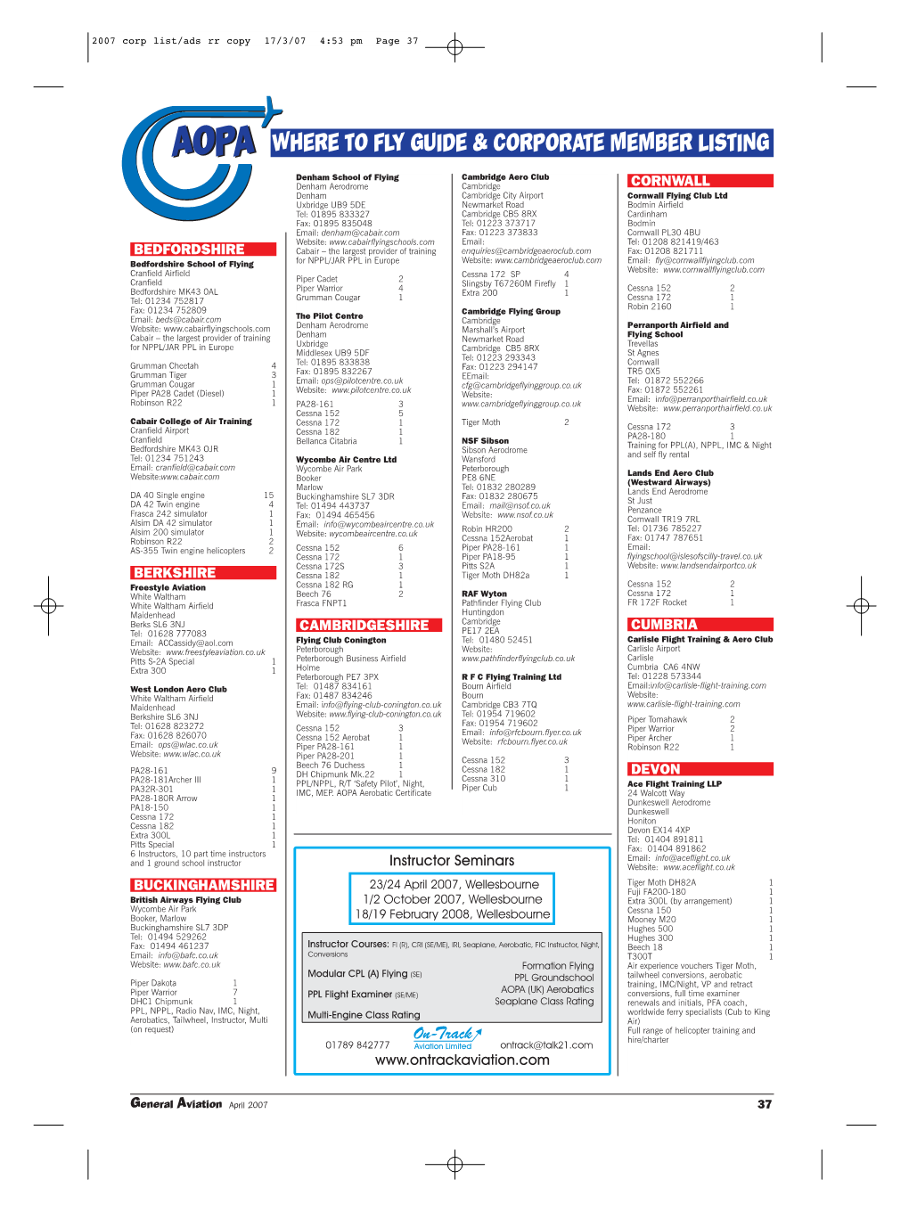 Where to Fly Guide & Corporate Member Listing