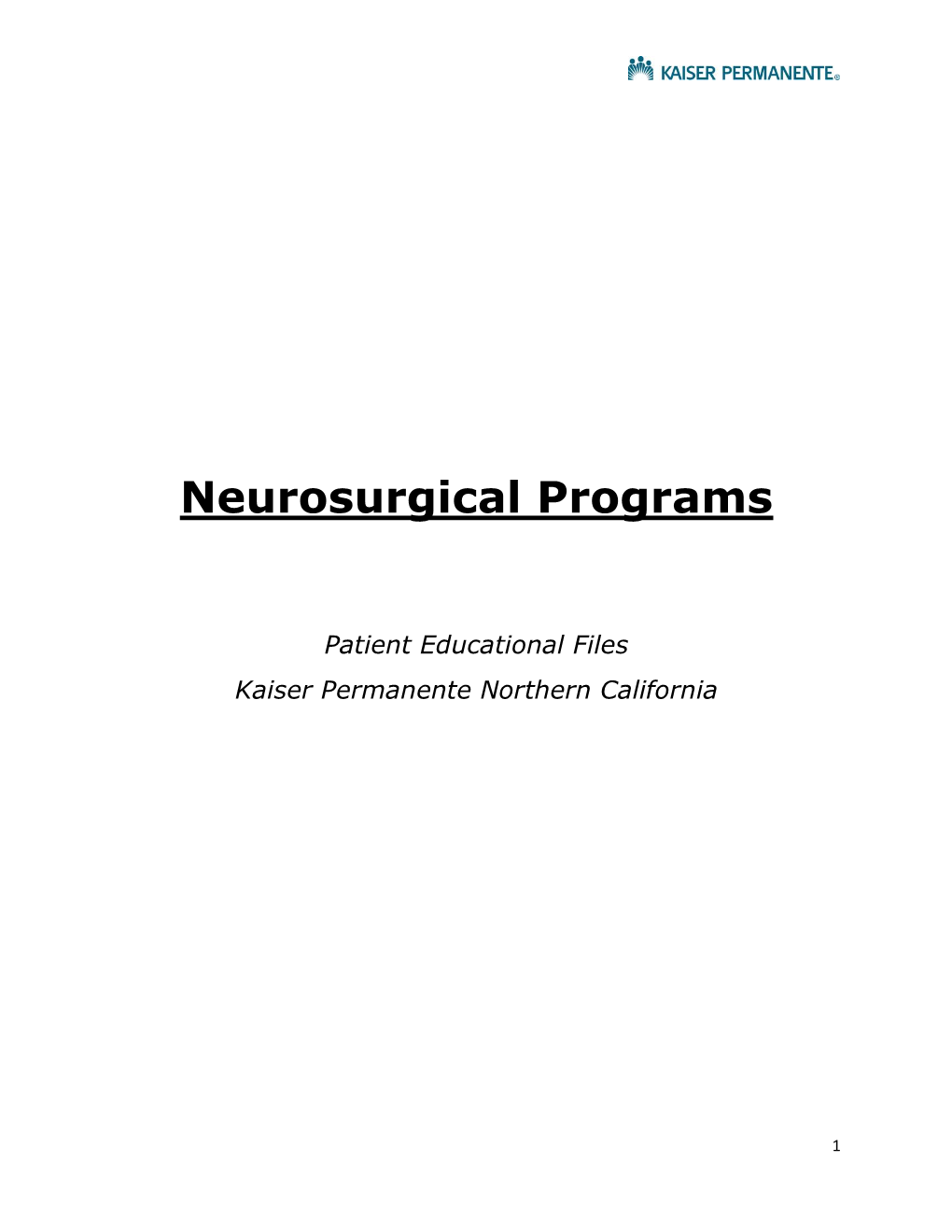 Neurosurgical Programs