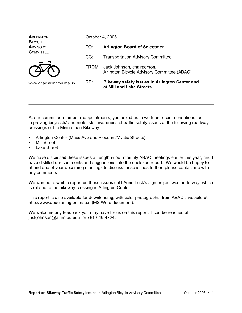 Bikeway Safety/Traffic Issues