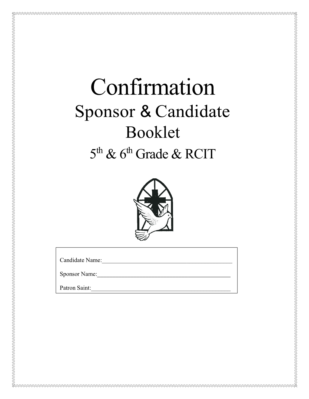 Confirmation Sponsor & Candidate Booklet 5Th & 6Th Grade & RCIT