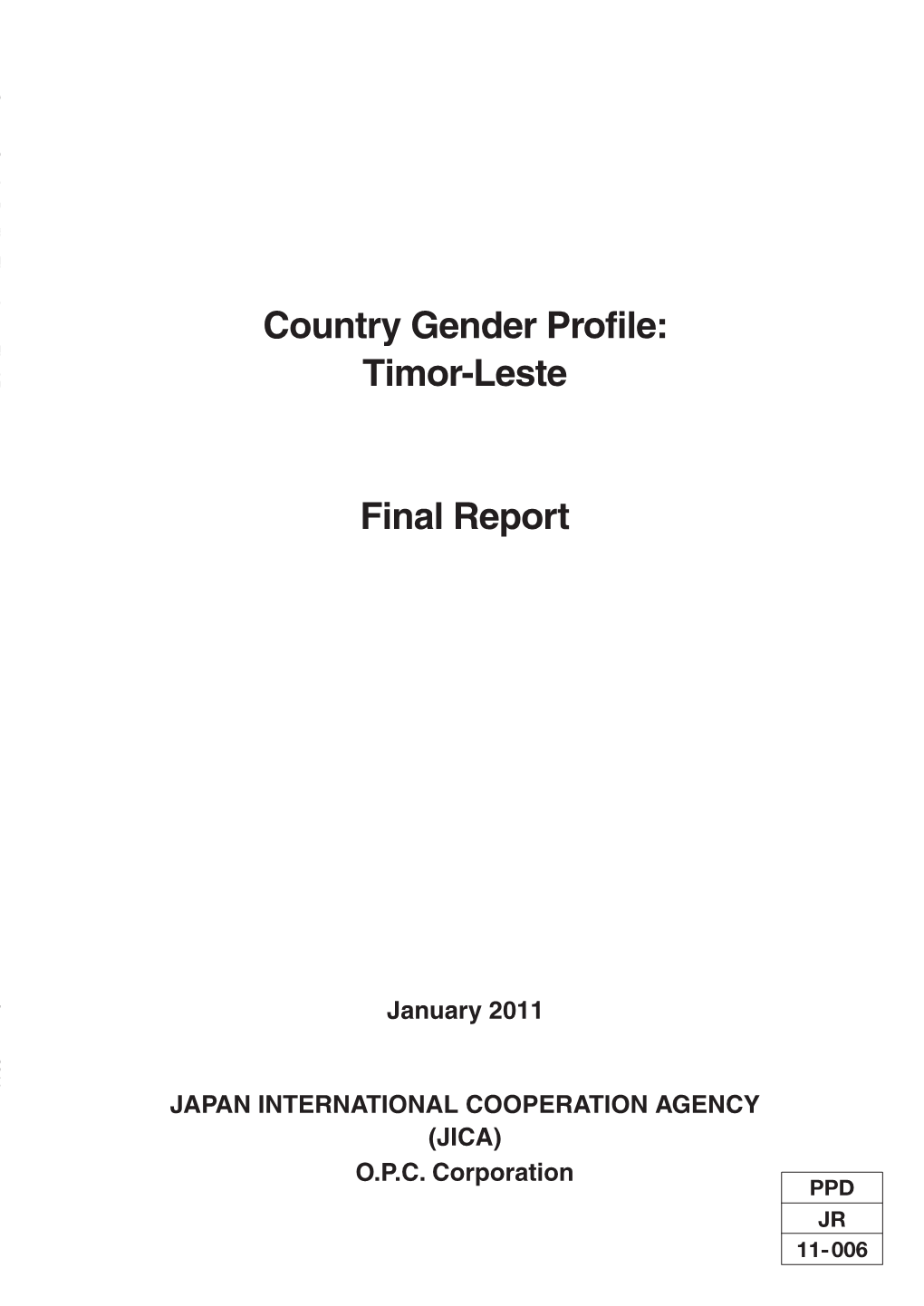 Country Gender Profile: Timor-Leste Final Report