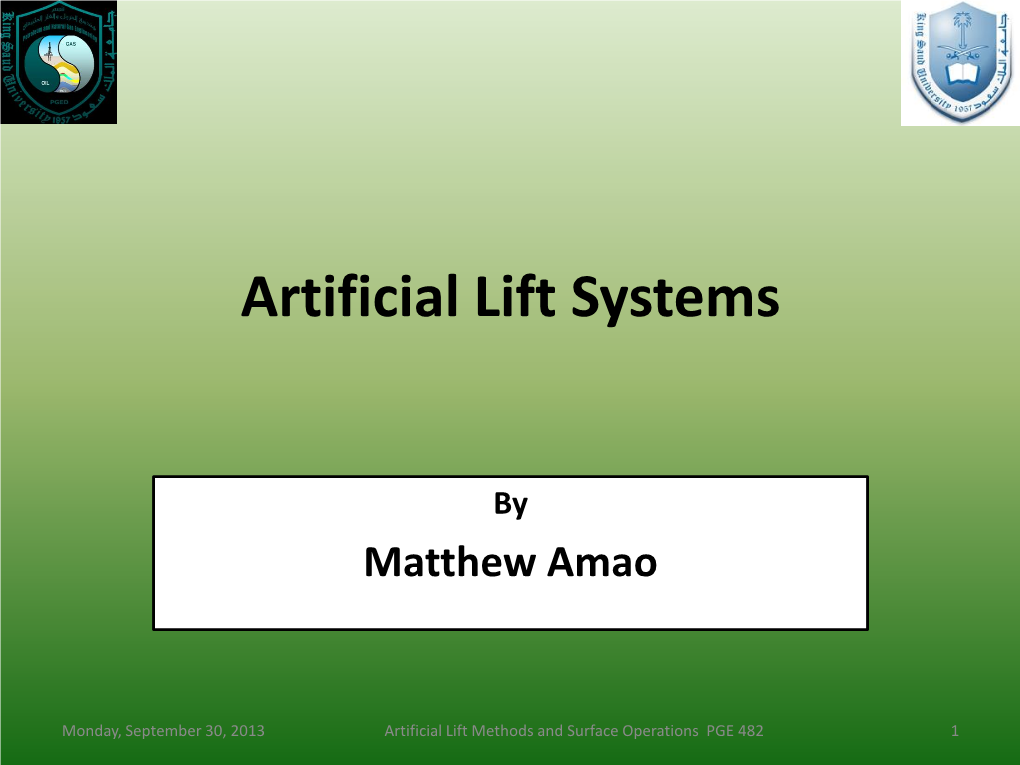 Artificial Lift Systems